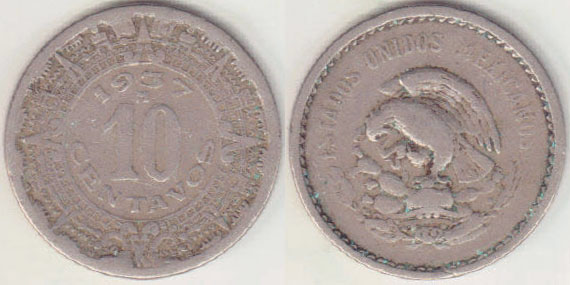 1937 Mexico 10 Centavos A004133